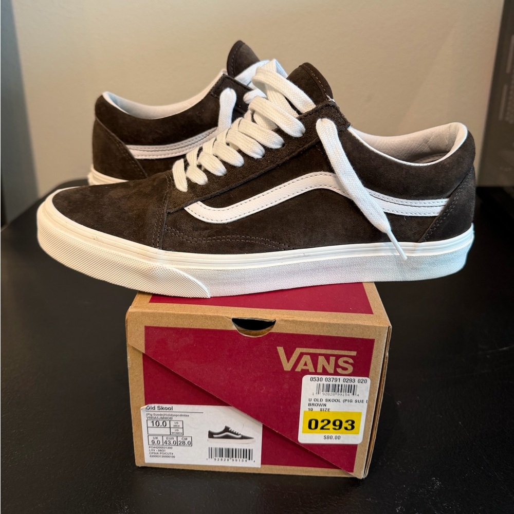 Vans Old Skool Eco Dry Brown Suede and White Shoes Size 10